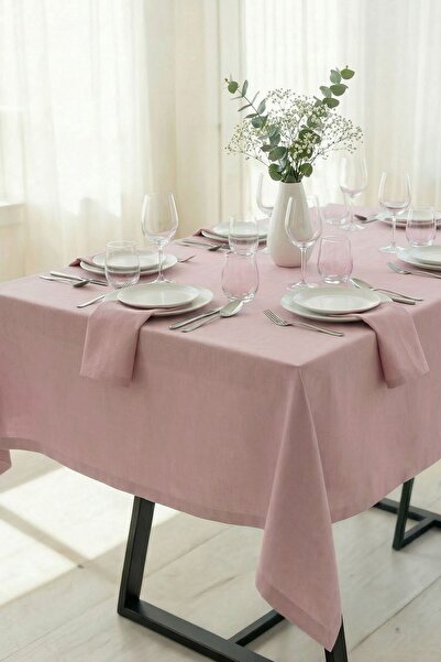 cotton maison Dertsiz Panama Linen Premium Tablecloth - Water and Stain Repel...