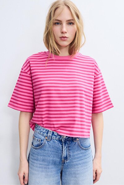 Stradivarius Çizgili kısa kollu t-shirt