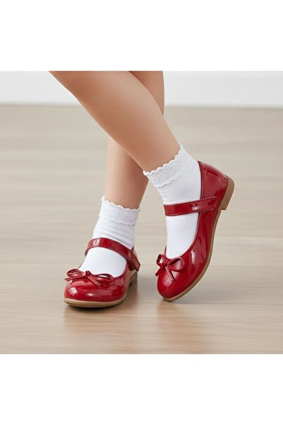 Sweety Baby Kız Çocuk Rugan Babet Fiyonklu Ortopedik Düğün Bayram Ayakkabısı