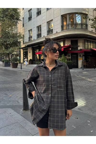 IŞILDA FASHION Plaid Oversize Shirt