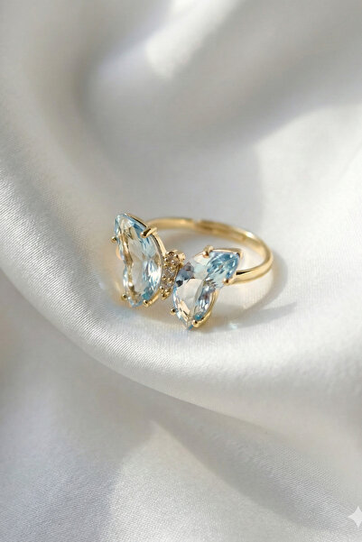 Elifsu Jewelry Çelik Shiny Butterfly Kelebekli Parlak Altın Renkli Yüzük Ayar...