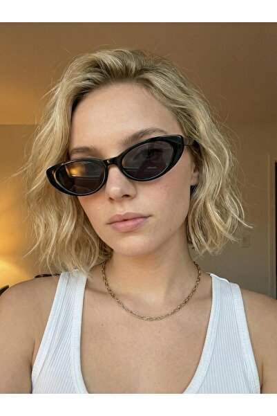 funeyes Bella Tiny Slanted Small Black Sunglasses