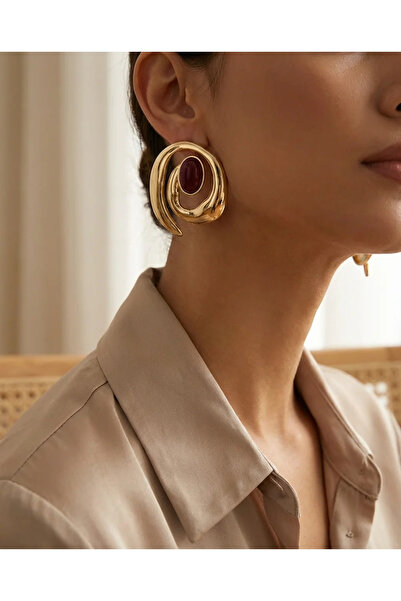 Dorvina Brass Vip Series Anti-Tarnish Jewelry Gold Color Burgundy Spiral Vint...