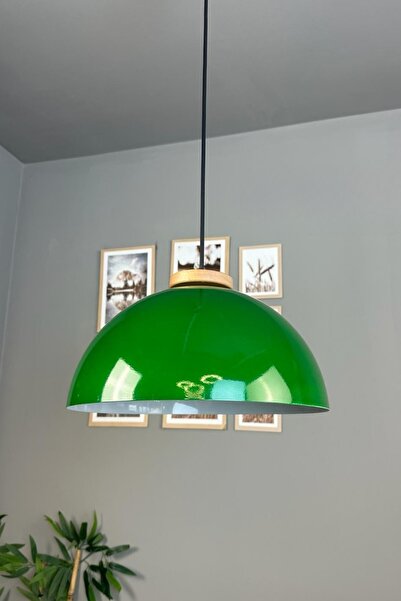 Bamyum Yimpi Yeşil Avize Ahşap Rozans Tekli Sarkıt Salon Kuaför Cafe Dekorati...