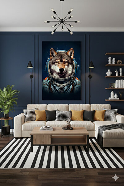 BLT DİZAYN Astronaut Wolf Space Warrior Science Fiction Galaxy Concept Art Gl...