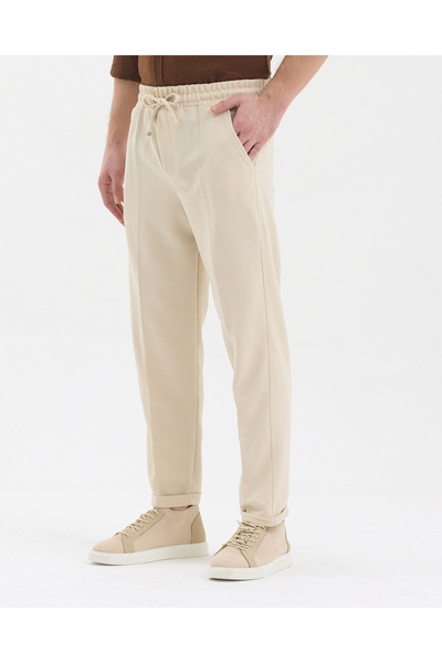 pandy Men's Regular Fit Trousers with Elastic Waist and Lycra Cuffs