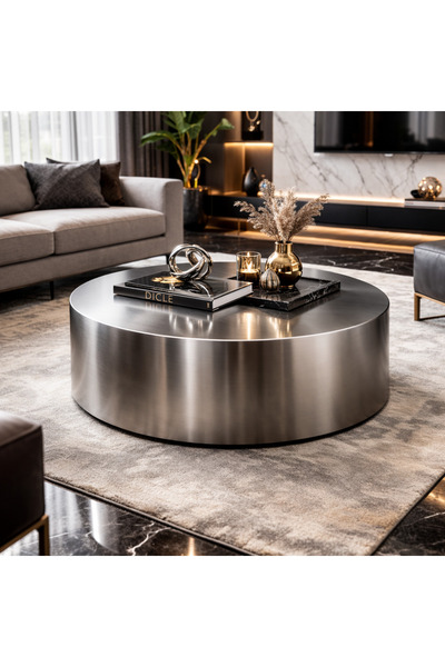 alkametal paslanmaz orta sehpa 85 cm çap