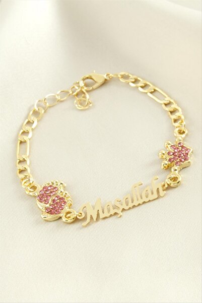 ZERO LAND سوار STOROZAL مرصع بالأحجار مع نقش ما شاء الله - (141923) لون فضي