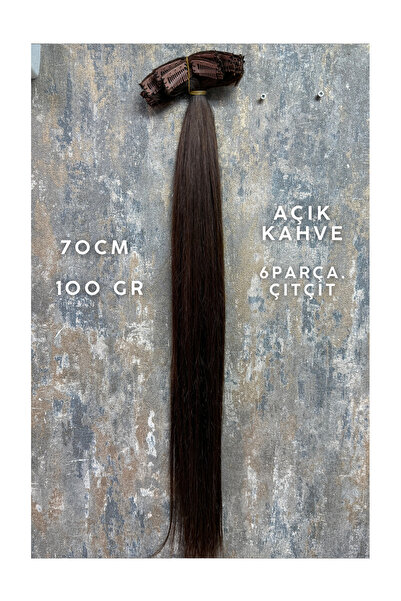 HalitCan HairKing شعر أوزبكي مملوء من الأسفل بطول 70 سم، بني فاتح، 6 قطع، 100...