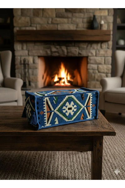BAKIRÖZÜ HOME Şark Köşesi Takımı Kol Dayama Minderi Mavi Anadolu Modeli (22 x...