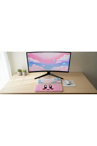 Babi Collection Kirby Tasarımlı Klavye Pedi - Yumuşak Dokulu Oyuncu Bilek Des...