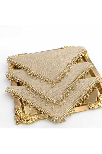 shop Gold Taş Detaylı Işıl Işıl Sunum Peçetesi