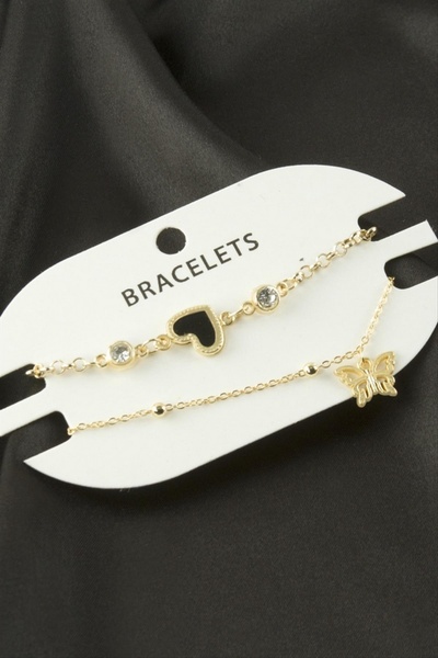 ZERO LAND سوار سلسلة على شكل قلب من STOROZAL (قطعتان) (141251) - أصفر