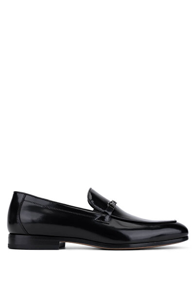 ROSSI Men's Genuine Leather Black Casual Shoes