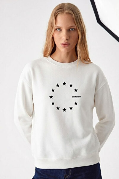 COMBİNE MİCHAİL Hanorac casual ecru cu imprimeu Star pentru femei