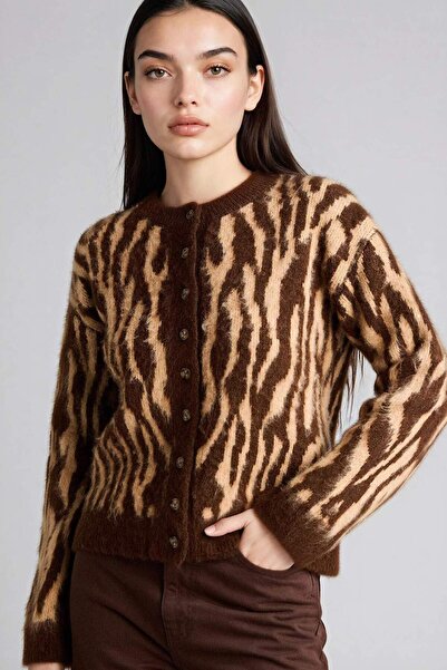 DeFacto Leopard Patterned Knitwear Cardigan H2987Ax26Sp