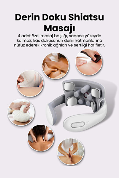 post alley Yeni Nesil 4 Başlı Şarjlı Shiatsu Boyun ve Omuz Masaj Terapisti