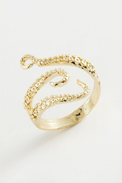 ZERO LAND خاتم معدني على شكل ثعبان من STOROZAL (141717) - أصفر