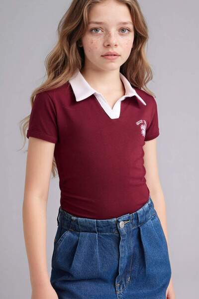 DeFacto Μπλουζάκι με στάμπα Slim Fit Polo για κορίτσια G1001A826SM