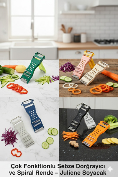 CPAZH Co. 1'li Çok Fonksiyonlu Sebze Doğrayıcı ve Spiral Rende – Soyacak
