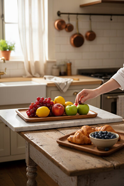 Akayev Set of 2 Acacia Rectangular Presentation Plates