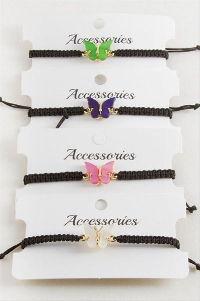 ZERO LAND Storozal Butterfly Polyester Macrame Braided Bracelet (142455) - Pink