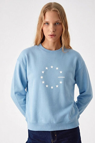 COMBİNE MİCHAİL Women's Star Printed B.Mavi Casual Sweatshirt
