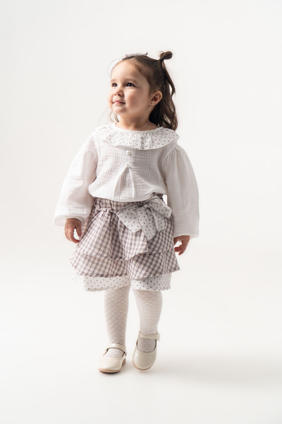 JNF kids Baby Girl & Child Polka Dot Gingham Patterned Stylish Set with Buckl...