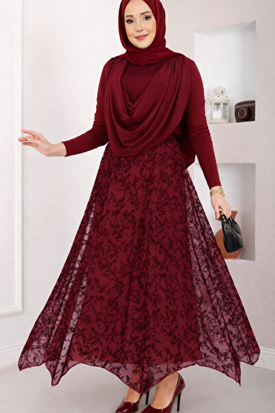 Nursay Sendi Blouse Flocked Lace Skirt Set