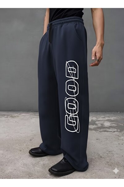 COMANCHERO Unisex Good Text Printed Baggy Cut Wide Leg Sweatpants