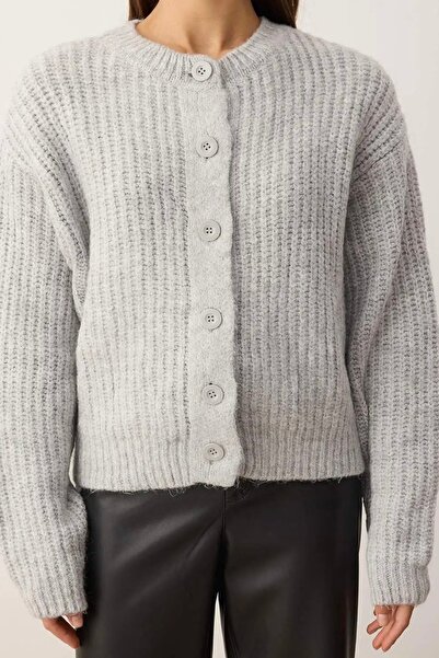 Noi Belis Basic Soft Textured Knitwear Cardigan Aw25Hi0076