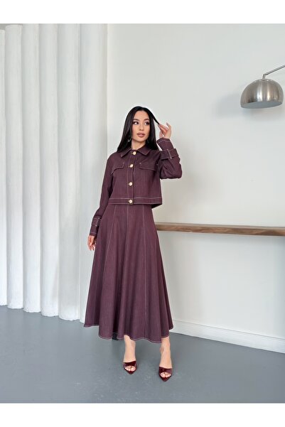 Ekim Store Likralı Kot Jile Elbise Ceket Takım Tesettür
