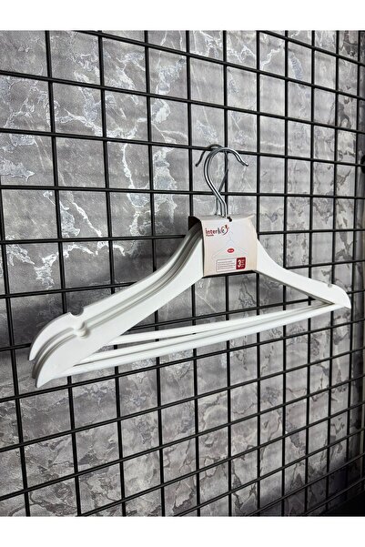 interlife plastik مجموعة من 24 علاقة ملابس خشبية المظهر - مجموعة علاقات ملابس...