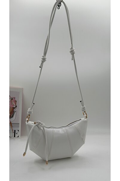 DMG Collection Croissant Model Women's Shoulder Bag with Wrinkled Leather Det...