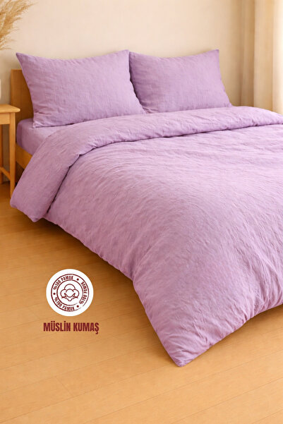 sutra 100% Cotton Muslin Fabric Double Duvet Cover Set