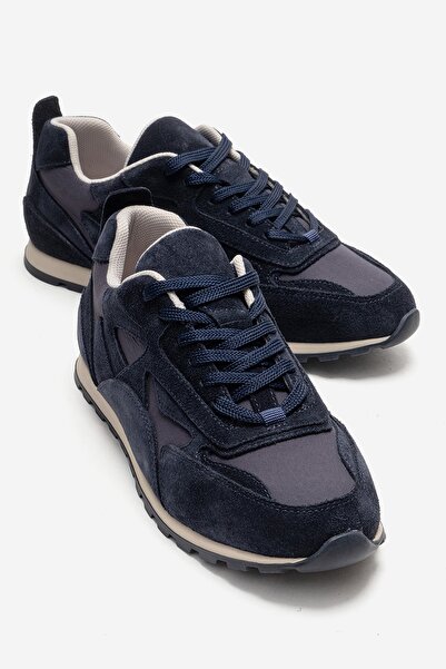 LuviShoes Sahra Navy Blue Suede Genuine Leather Women's Sneaker