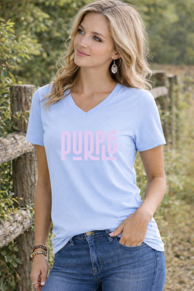 LORVEX Γυναικείο T-Shirt με λαιμόκοψη V, άνετη εφαρμογή, ΜΩΒ μπλουζάκι με στάμπα