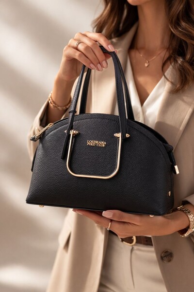 Louisiana Polo Club Women's Handbag Gold Ring Metal Elegant Stylish Minimal D...