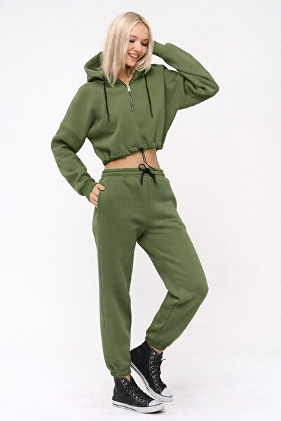 TRENDHİLL Φούτερ με κουκούλα και μισό φερμουάρ 5502H