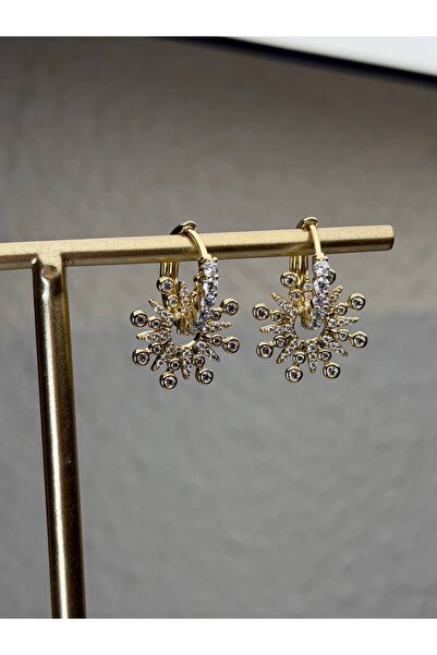 gingillo aksesuar Xuping 14k Zirkon Taşlı Kar Tanesi Halka Küpe