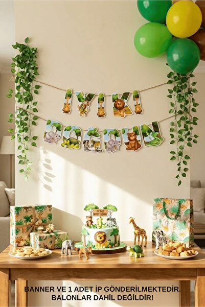 Bunloon Safari Animal Themed Happy Birthday Birthday Banner Ornament