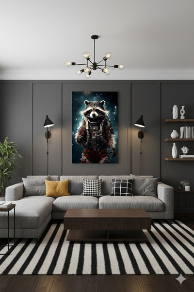 BLT DİZAYN Astronaut Raccoon Space Warrior Science Fiction Galaxy Concept Art...