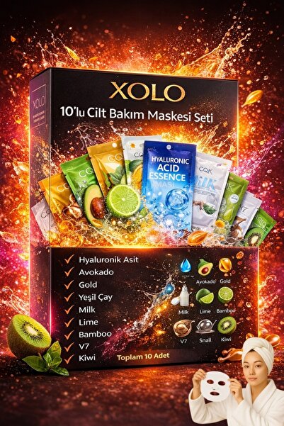 xolo 10’lu Kağıt Yüz Maskesi Seti Neon Enerjik Cilt Bakım Deneyimi Starter Bo...