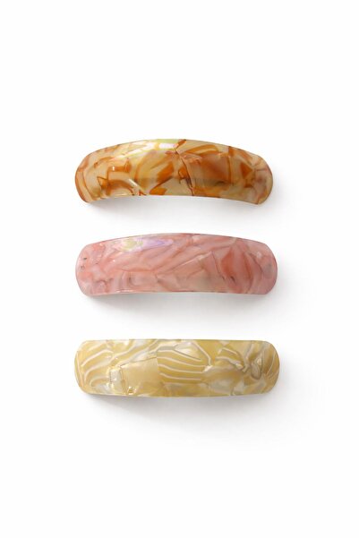 New Obsessions Curved Patterned Bone Automatic Hair Clip 3 Pieces