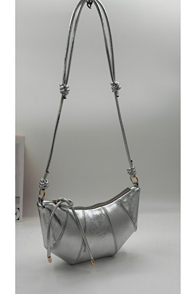 DMG Collection Croissant Model Women's Shoulder Bag with Wrinkled Leather Det...