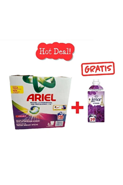 Ariel Pachet promoțional culoare 2 x 60 buc + gratuit Lenor La Desirable 59 s...