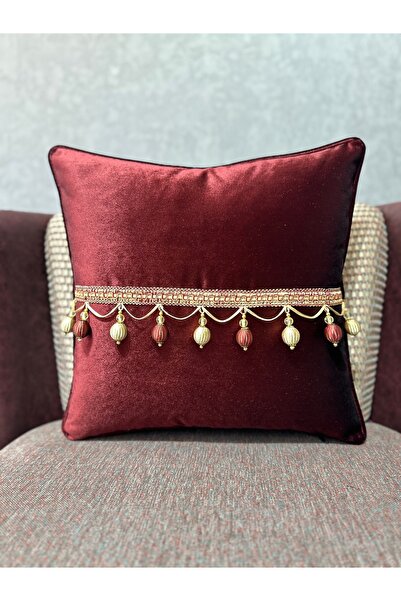 Fabricland Catifea țesută Atlas Bleumarin cu mărgele și ciucuri 43x43 PĂTRAT