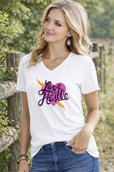 LORVEX Γυναικείο μπλουζάκι με λαιμόκοψη V, άνετη εφαρμογή, μπλουζάκι με στάμπ...