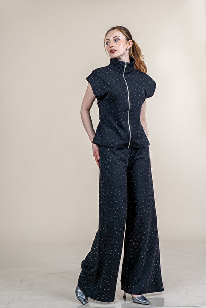 MissVina Wide Shoulder Stone Printed Lycra Crepe Set