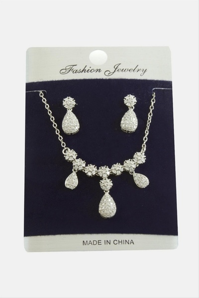 ZERO LAND طقم حجر الزركون من ستوروزال (143832) قلادة - لون فضي